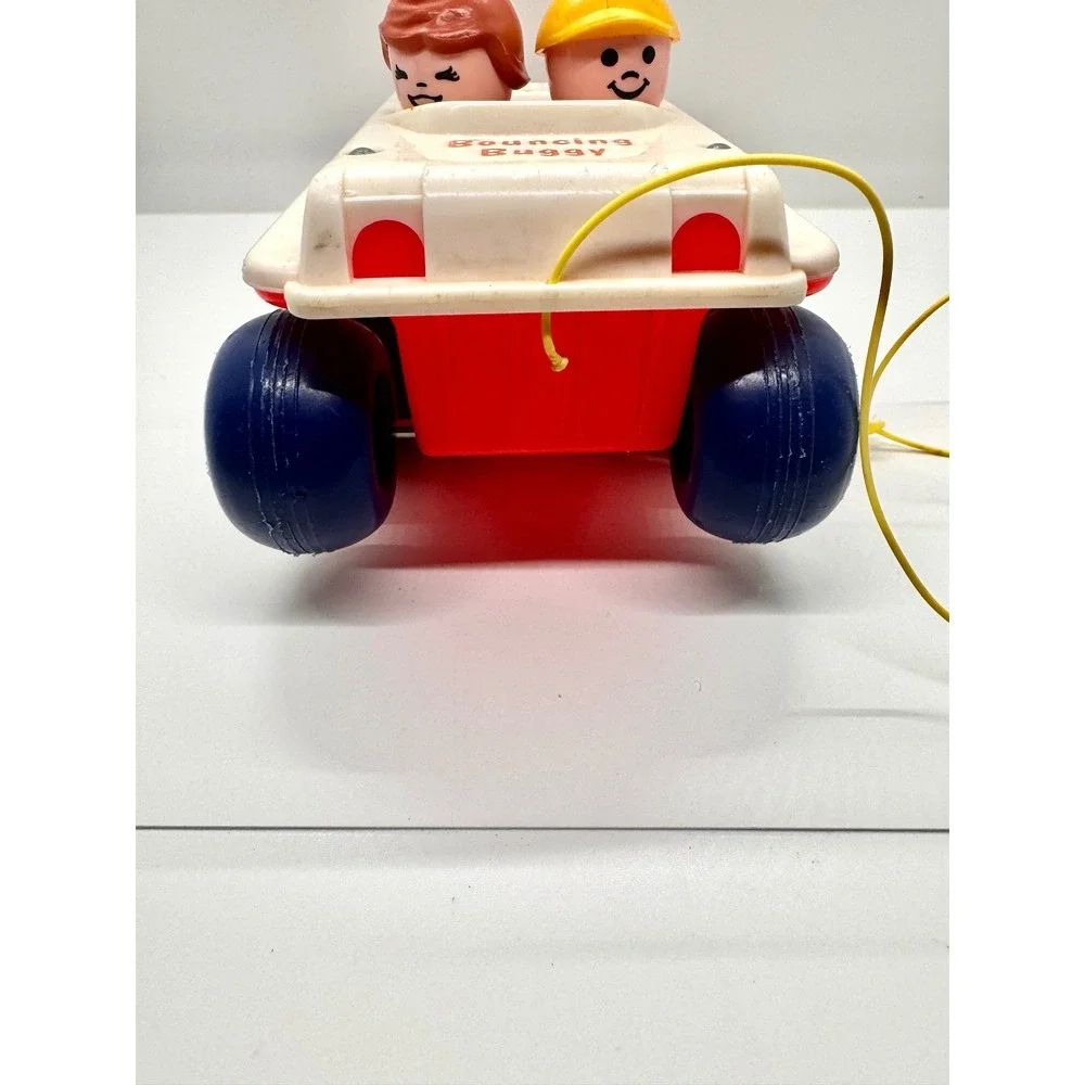 Vintage Fisher Price Bouncing‎ Buggy 122 Pull Toy Little People 1973 Retro 70s